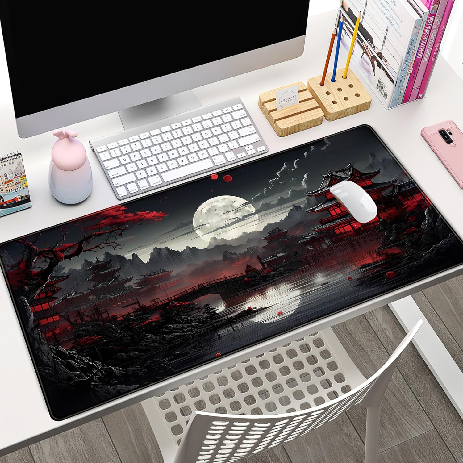 Gaming Keyboard And Mouse Pad - Alfombrilla de escritorio japonesa Riverside Full
