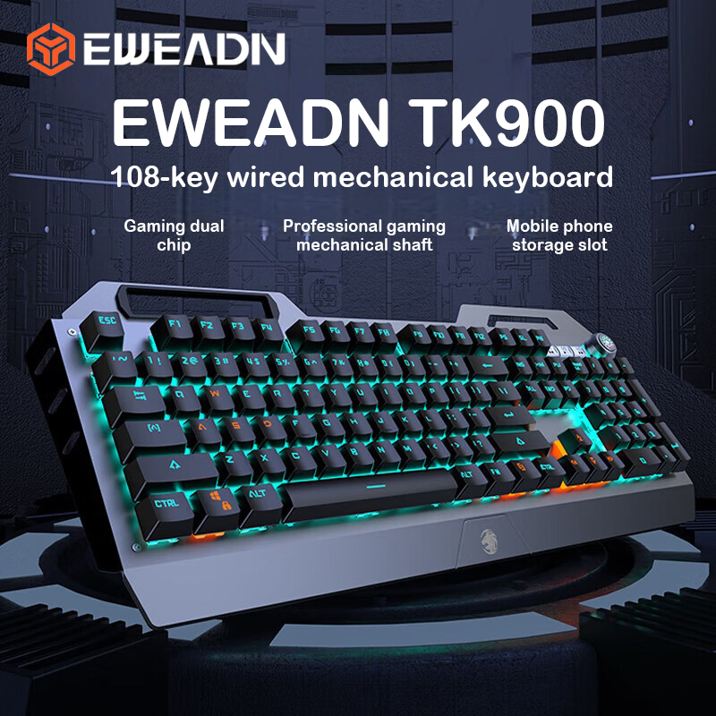 Keyboard Gaming Mac - Teclado mecánico EWEADN TK900, teclado ergonómico