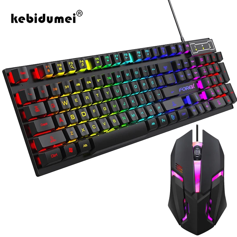 Gaming Keyboard Mouse And Headset Combo - Teclado mecánico retroiluminado de 104 teclas,