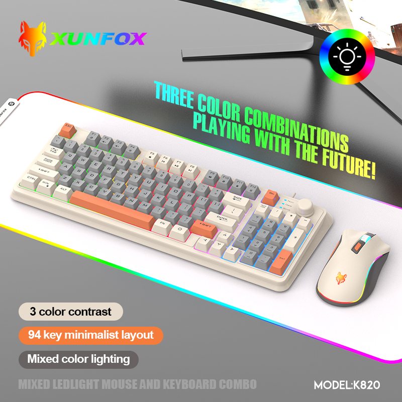 Gaming Keyboard Mouse And Headset Combo - K820 USB juego con cable teclado