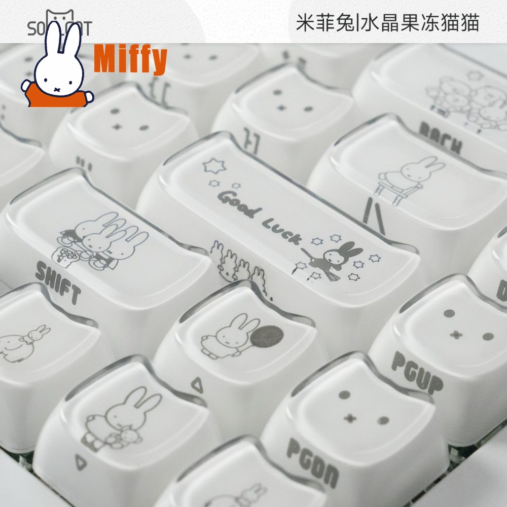 Gaming Keyboard Typewriter - Teclas Kawaii Miffy, Lindas Teclas de