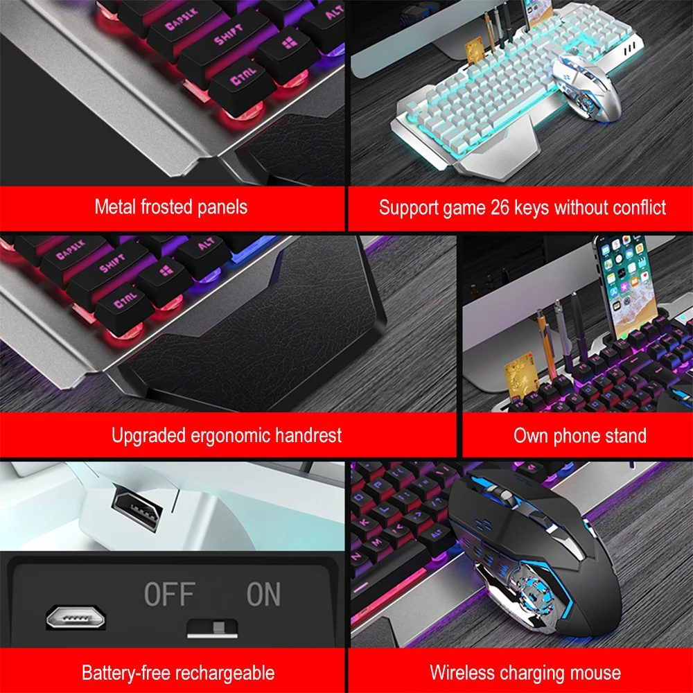 Teclado y ratón inalámbricos K - Gaming Keyboard Mouse And Headset Combo reseña y precio