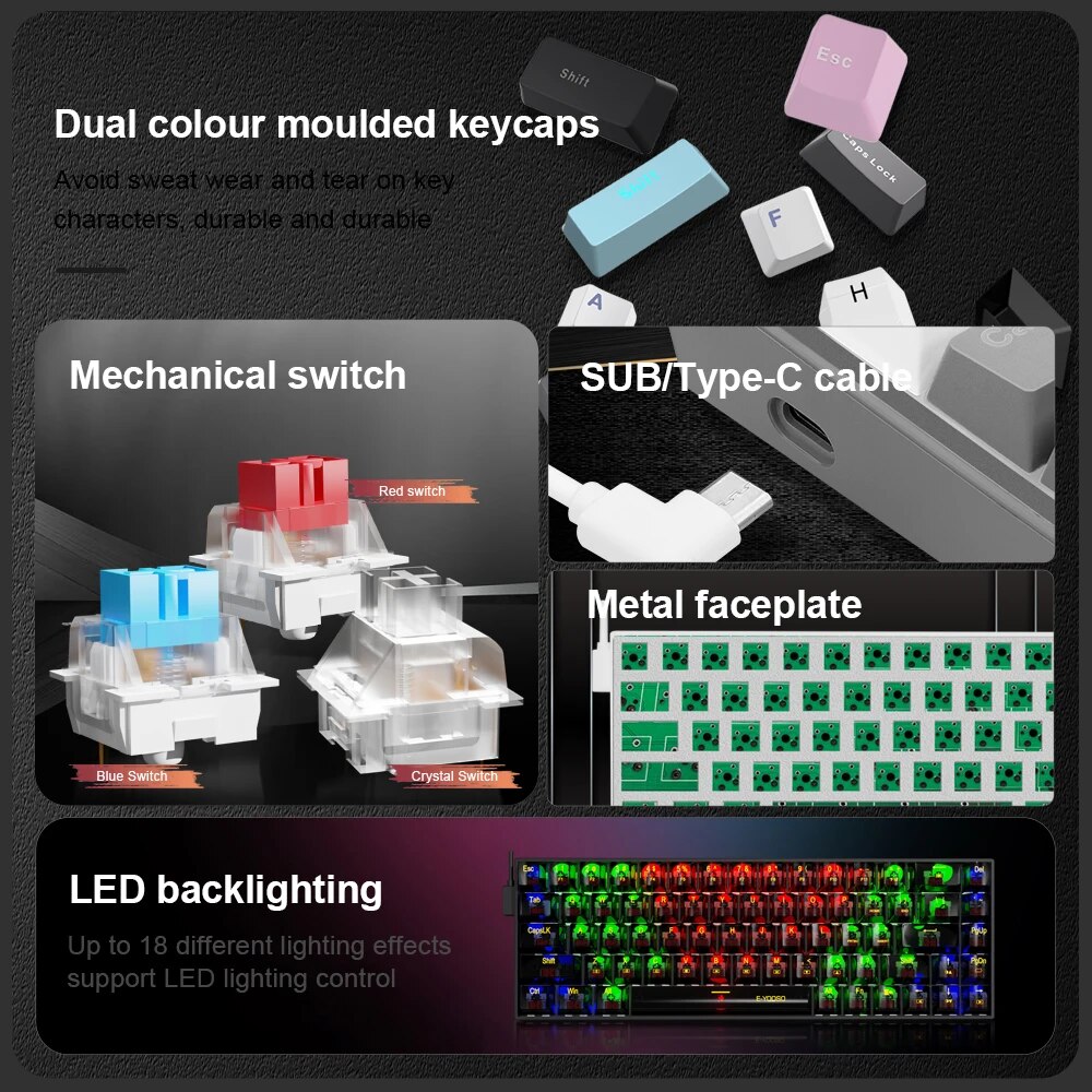 E-YOOSO-Teclado mecánico con c - Gaming Keyboard E Yooso reseña y precio