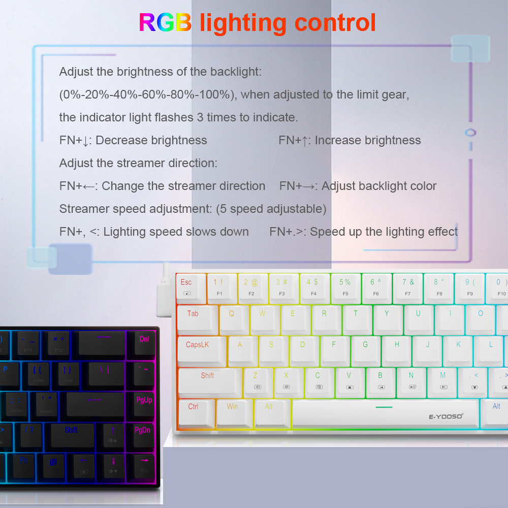 E-YOOSO Z686 RGB USB 60% Mini  - Gaming Keyboard E Yooso reseña y precio