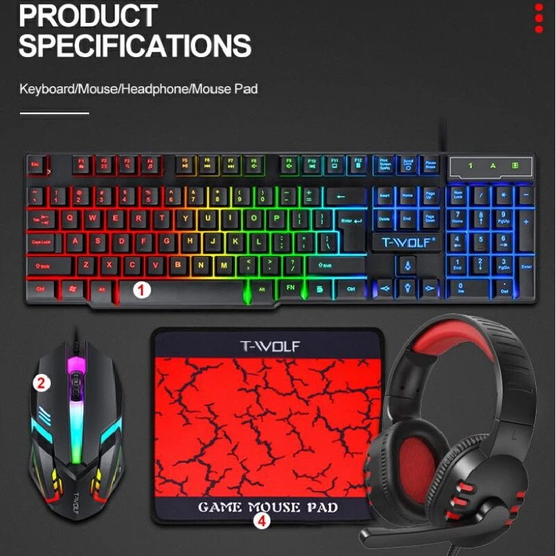 Combo de Juego con Teclado Esp - Gaming Keyboard Mouse And Headset Combo reseña y precio