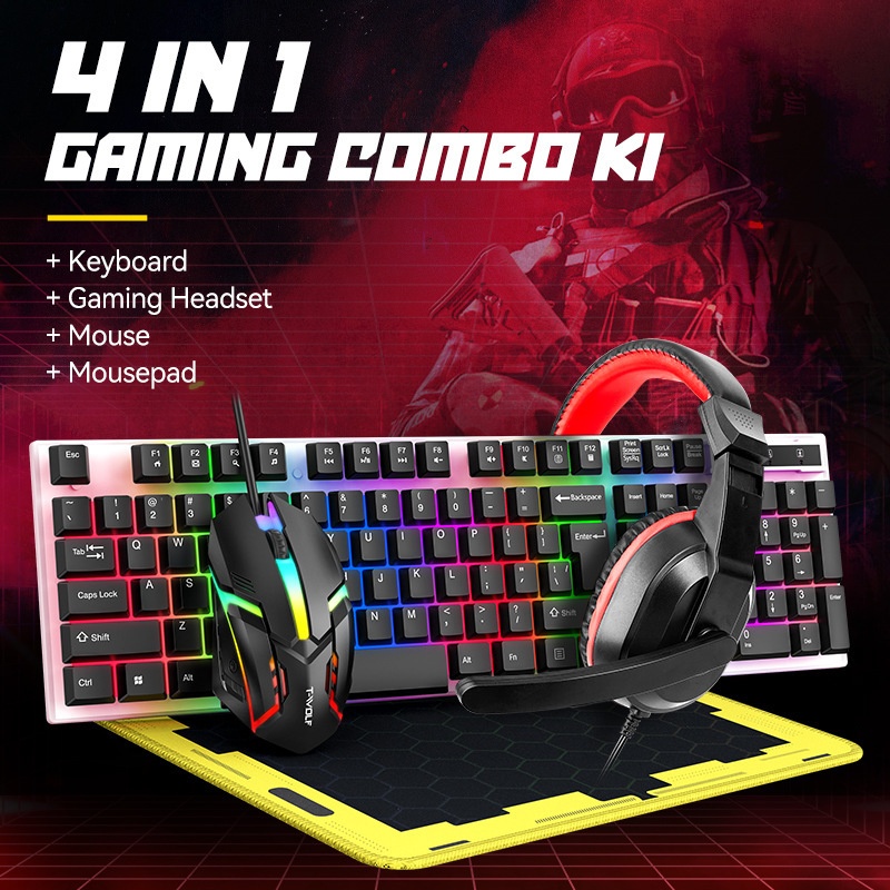 Combo de juego español 4 en 1  - Gaming Keyboard Mouse And Headset Combo reseña y precio